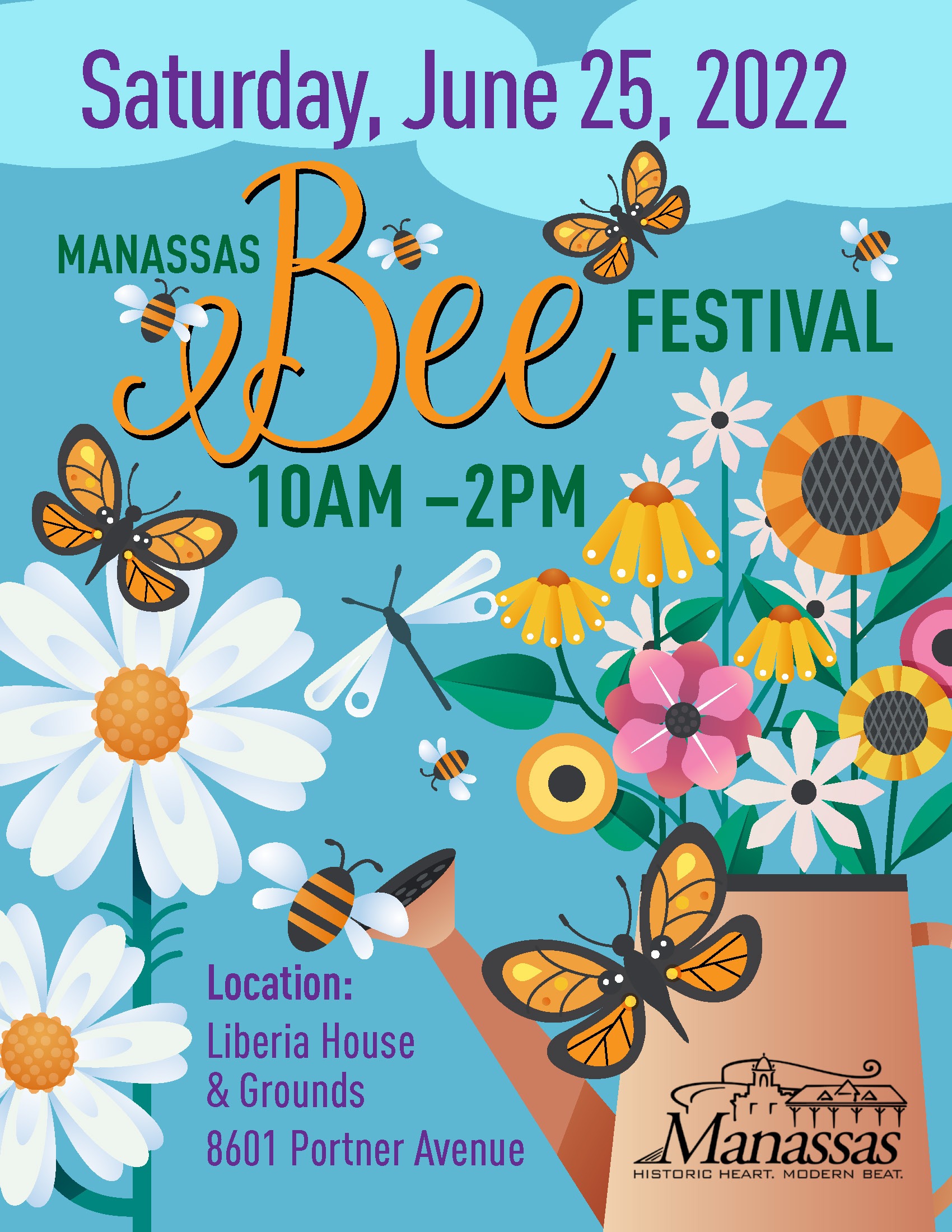 Blue Bee Poster 2022 - 2022 Manassas Bee Festival