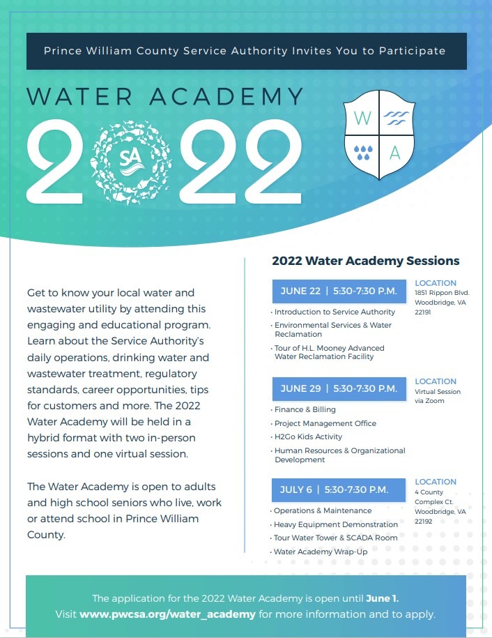 Water Academy Flyer 2022 - Service Authority's 2022 Water Academy: Application Deadline